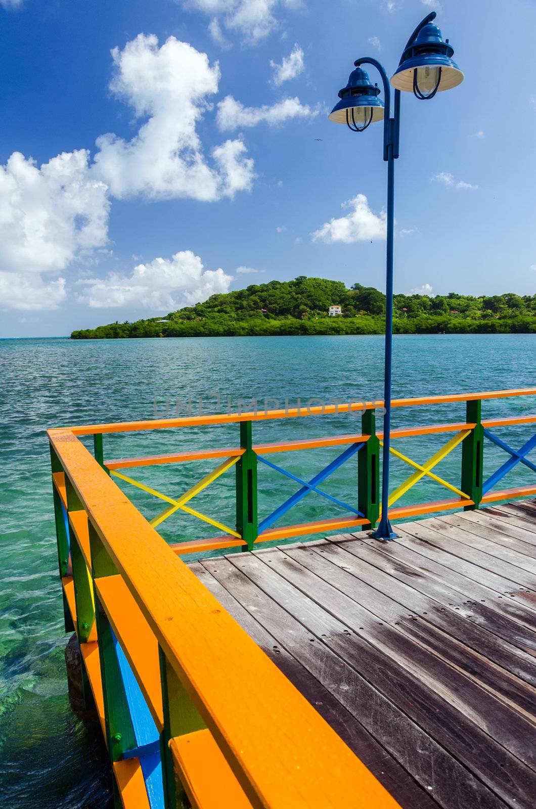 Colorful bridge in the Caribbean island of San Andres y Providencia, Colombia