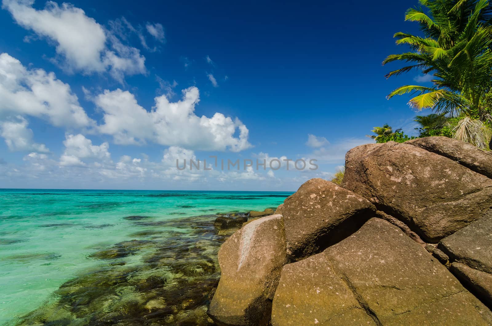 View of beautiful clear Caribbean water in San Andres y Providencia, Colombia
