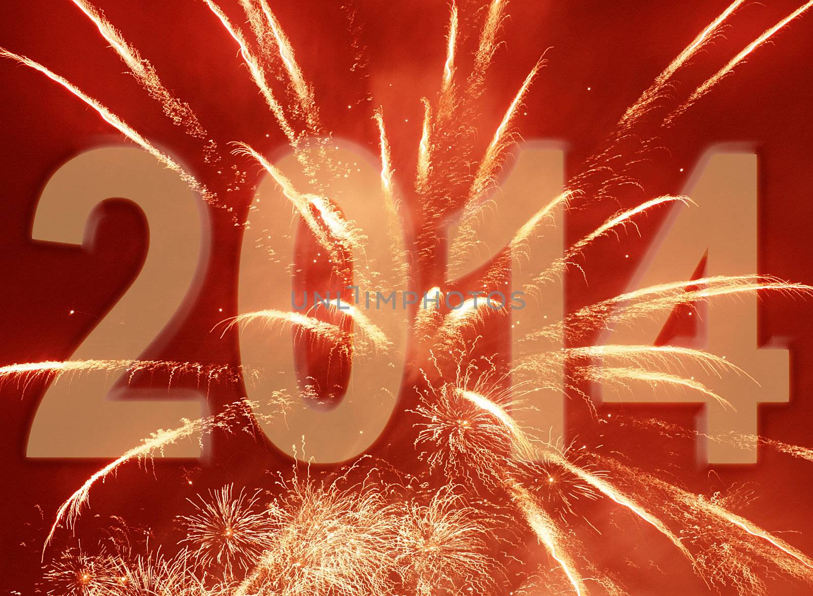 New Year 2014  holiday fireworks background