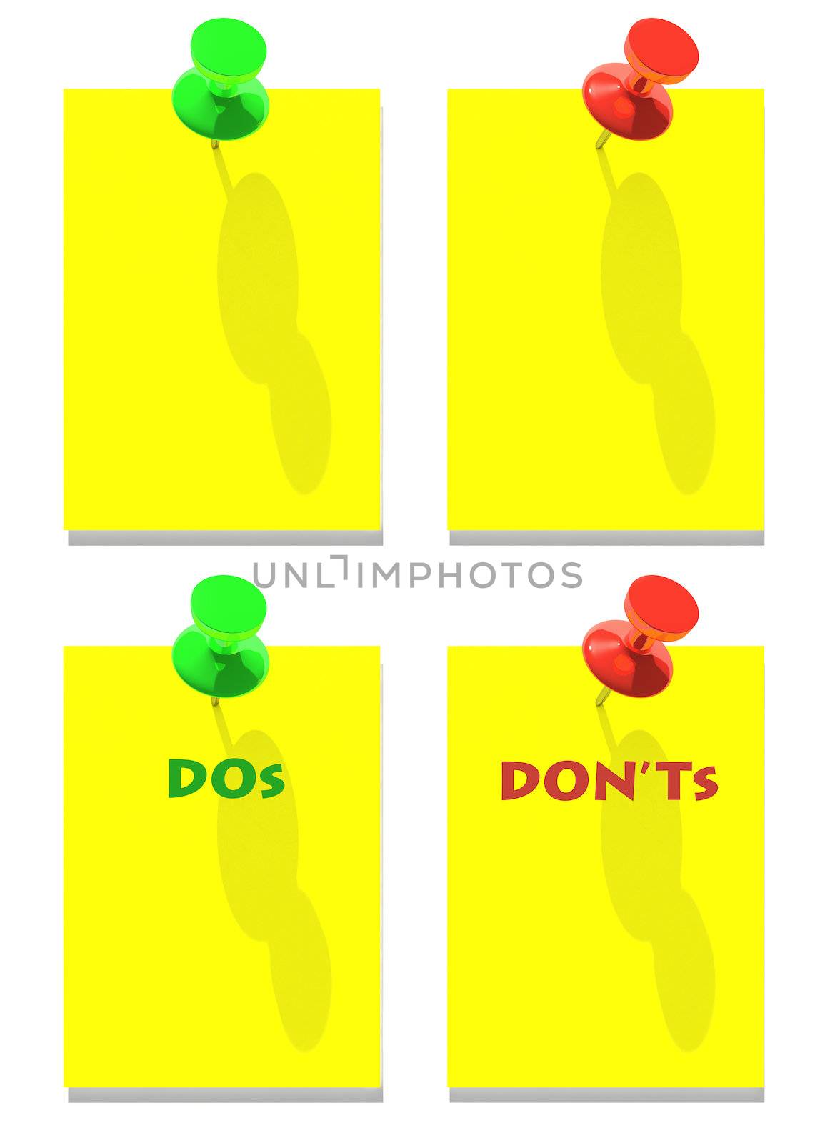 DOs and DON'Ts green red pins by gorgrigo