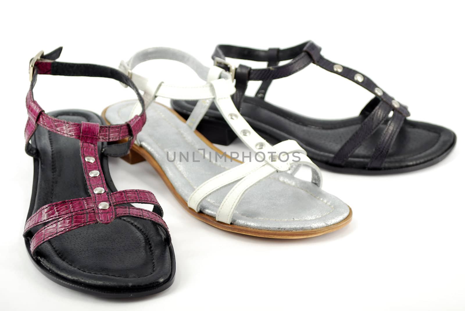 Summer woman sandals on white