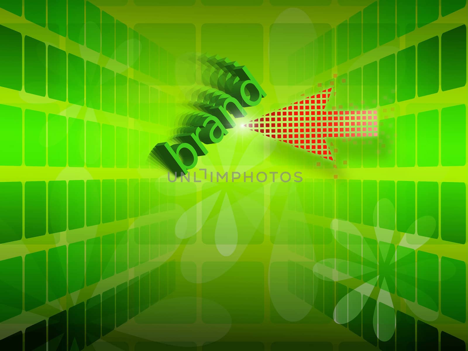 Selecting by red arrow with businessideas on green abstract background.