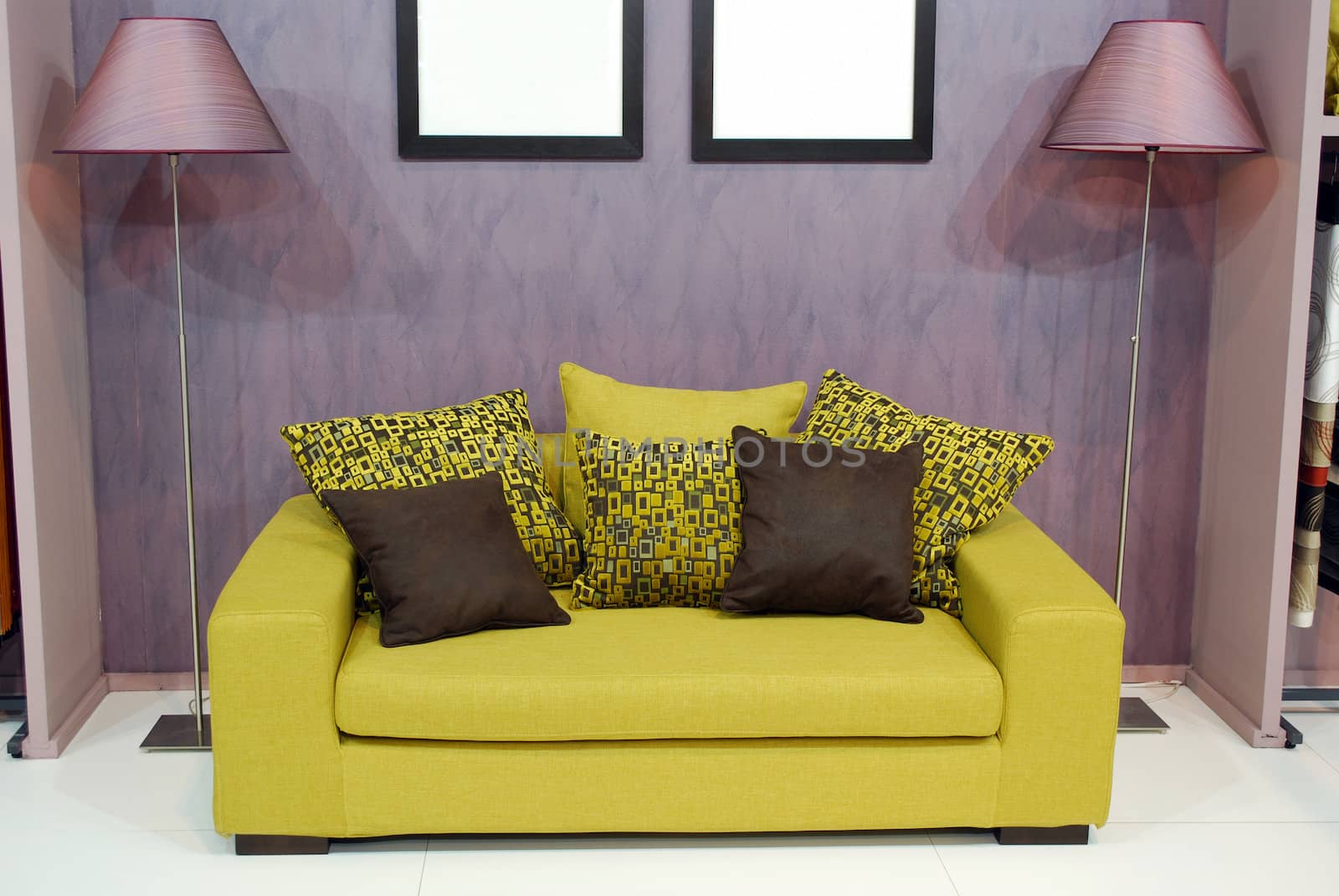 Modern living room with lamp and couch
