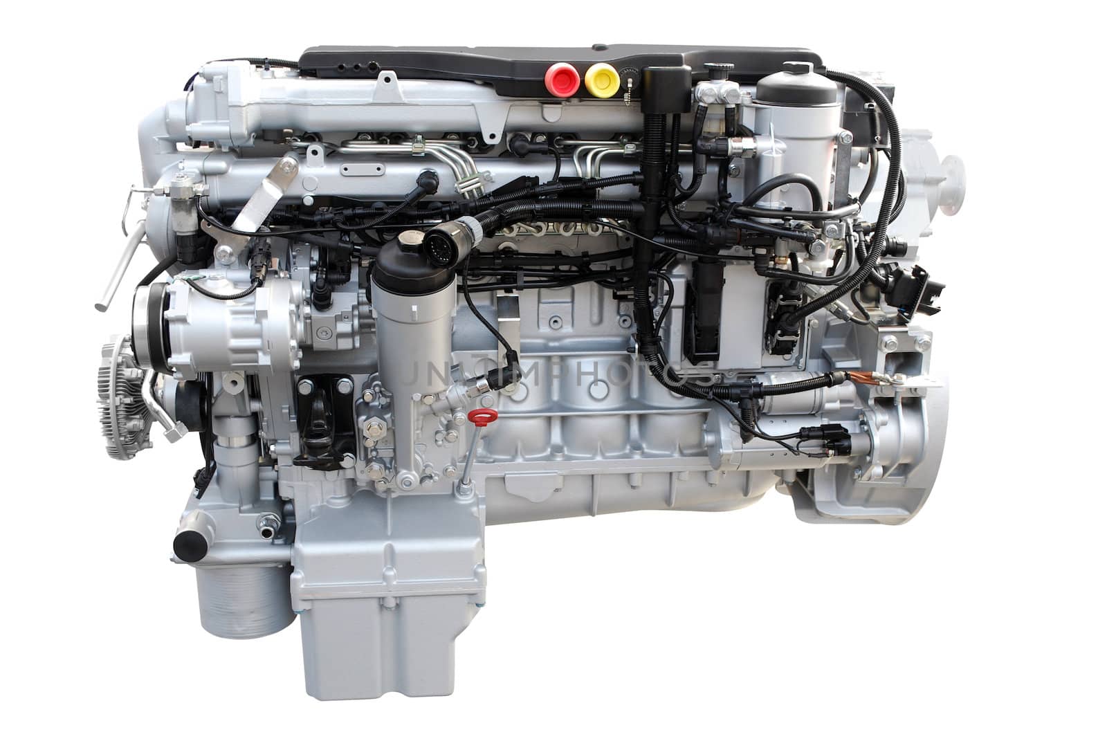 Heavy truck engine isolated on white