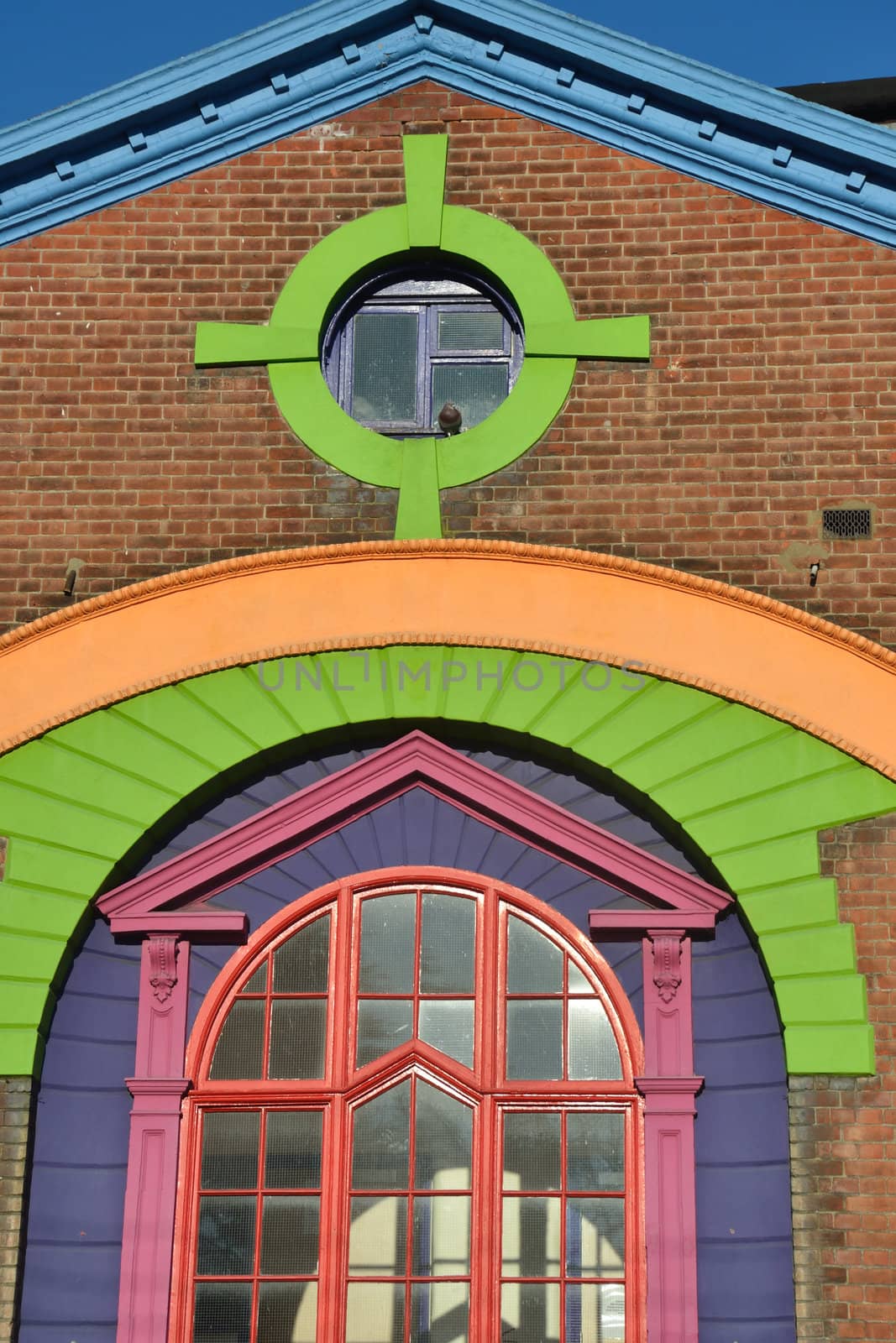 Colorful painted brick Building