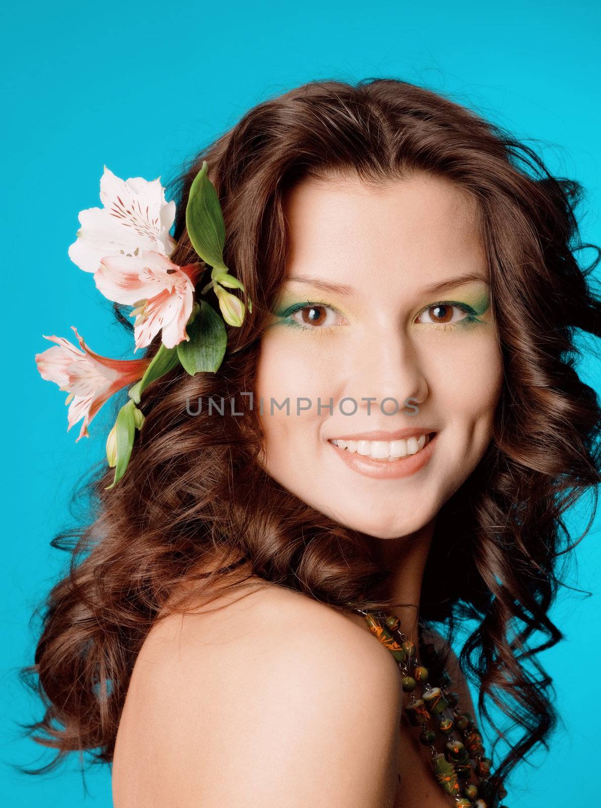 Portrait of beautiful girl with flowers in her hair  by Fanfo