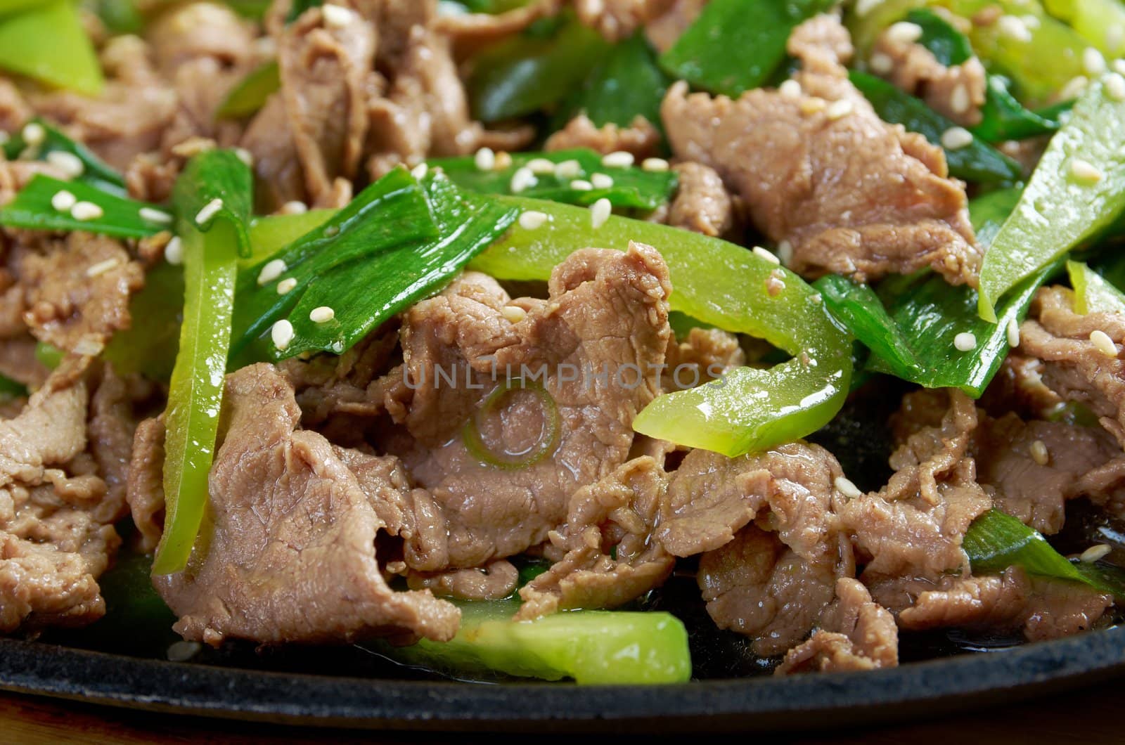 chinese cuisine .Chinese dish - beef with vegetables close-up 