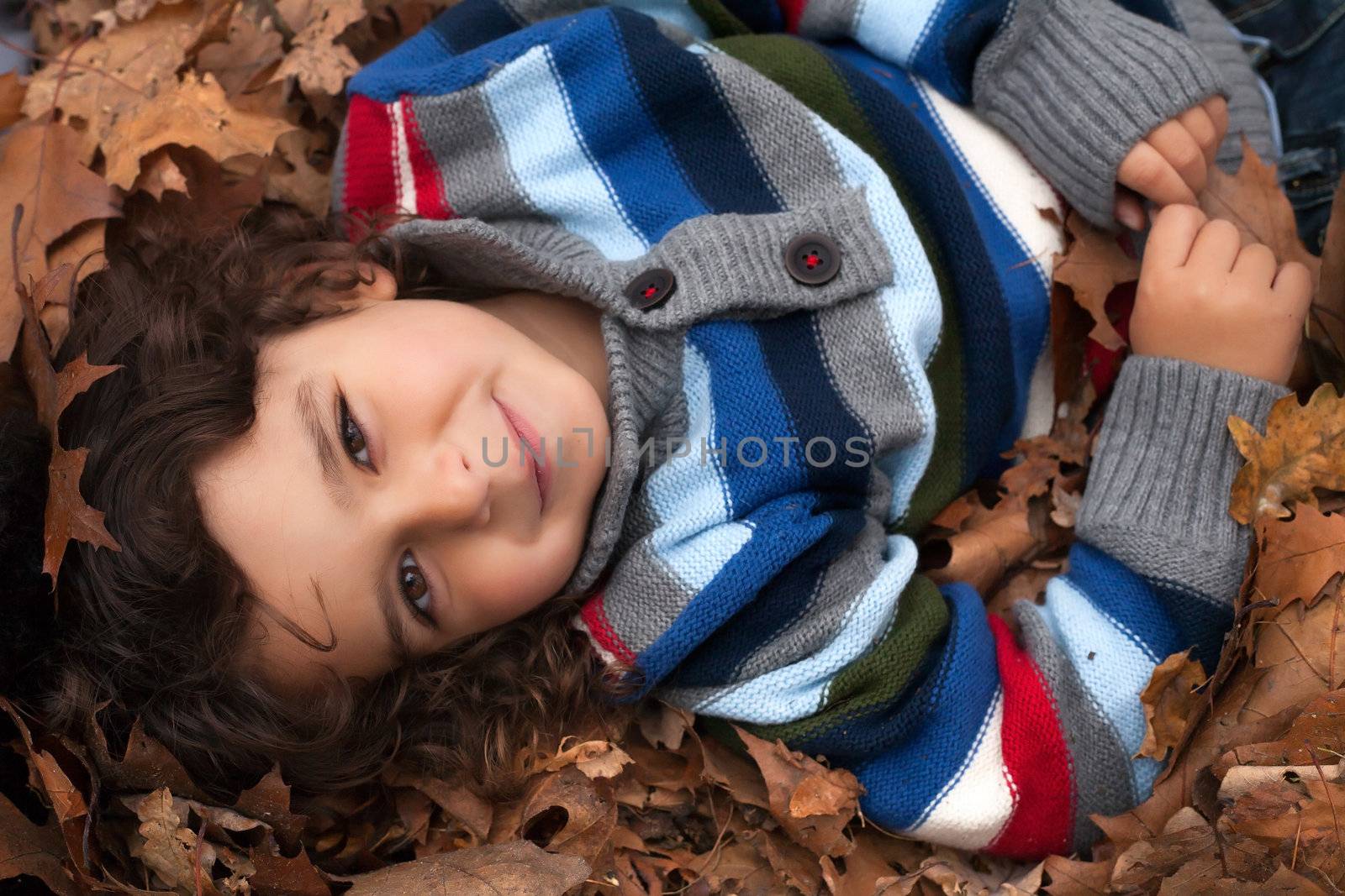 happy todler with leafs by DNFStyle