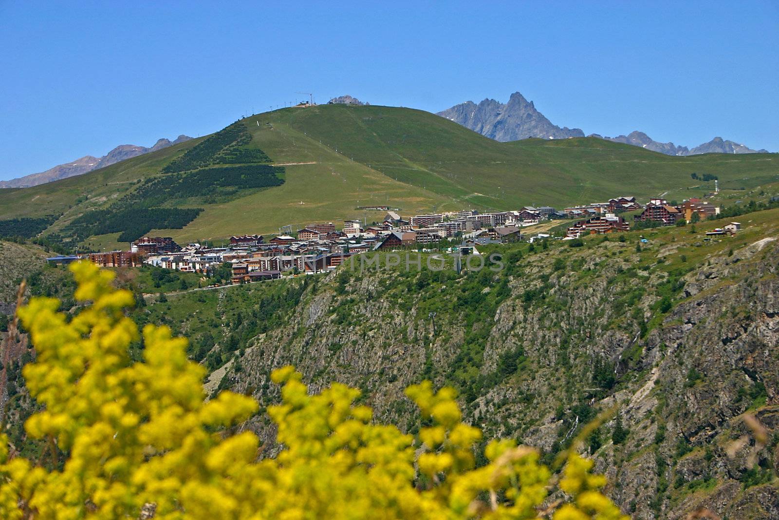 View on the ski station of Alpe d'Huez