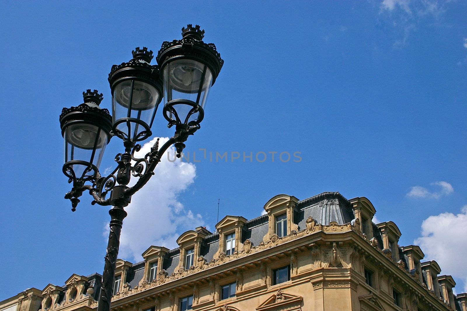 Three special street lanterns in Paris - France