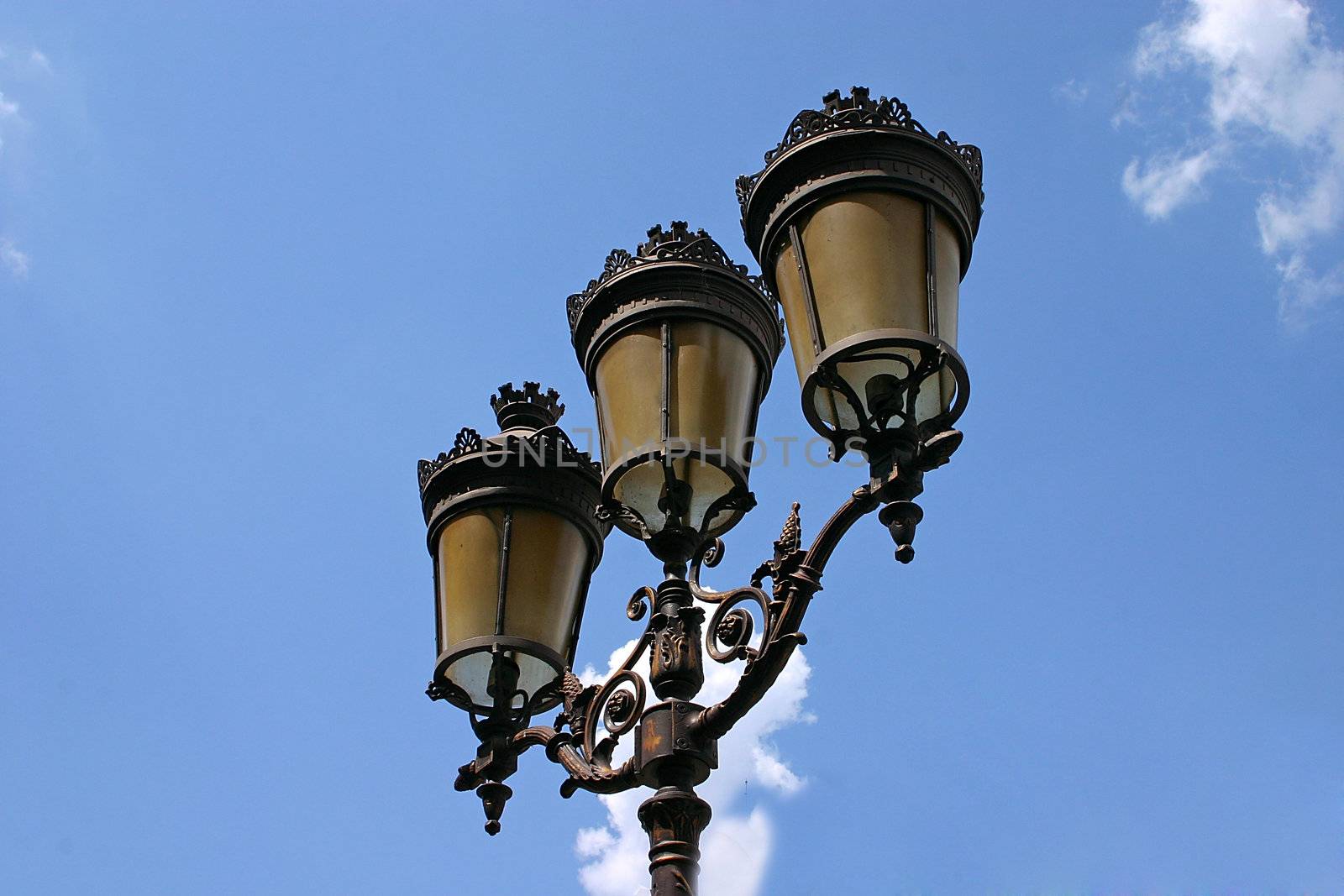 Three special street lanterns in Paris - France