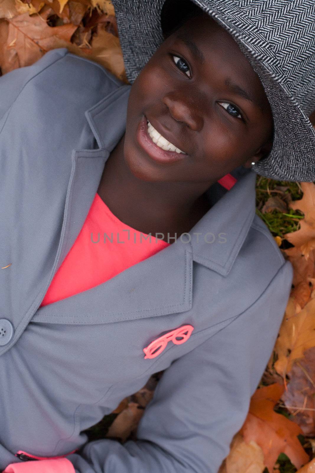 Happy child in the forest is having fun