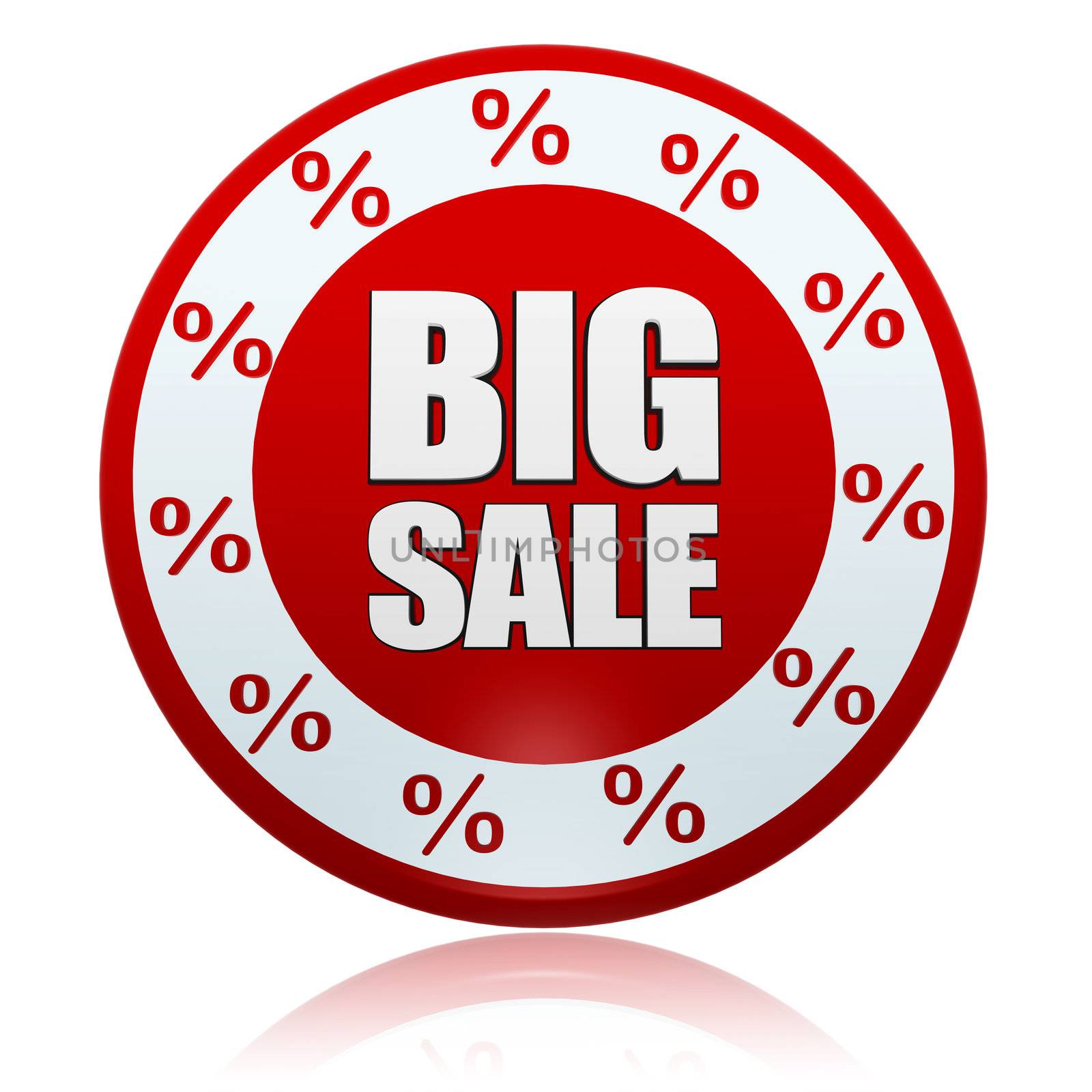 big sale and percentages symbols in red circle banner by marinini