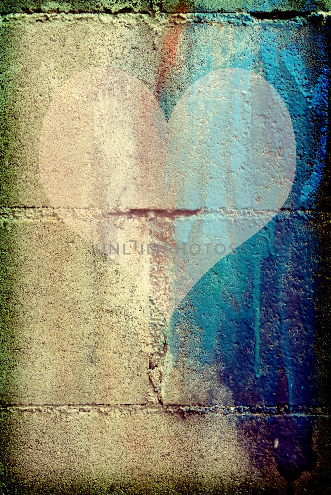 love heart on a grunge concrete wall