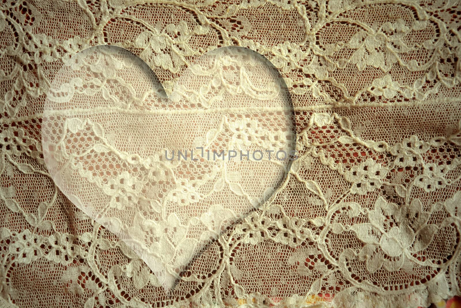 lace heart romantic card, vintage style