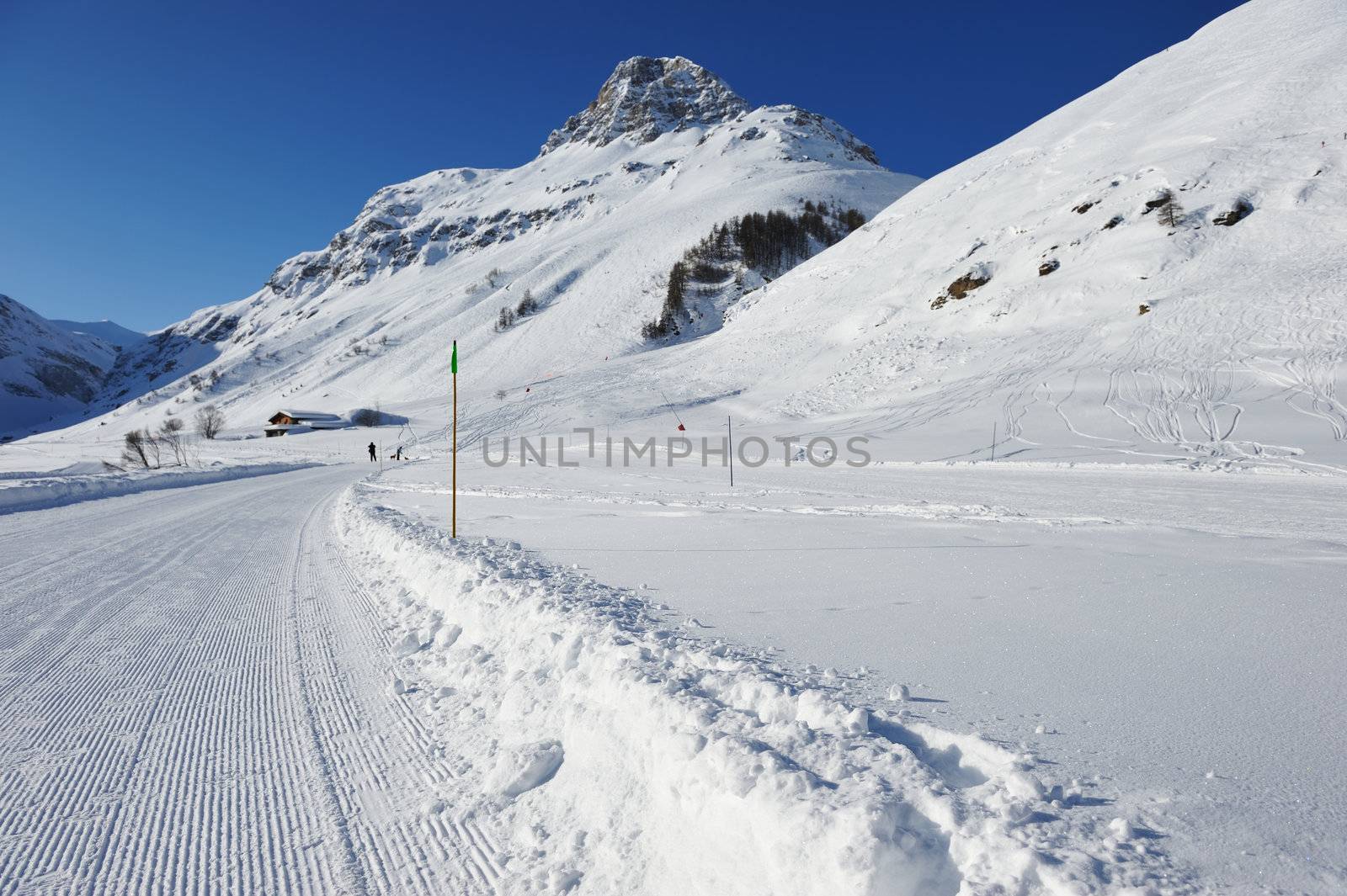 Mountains with snow in winter, Val-d'Isere, Alps, France