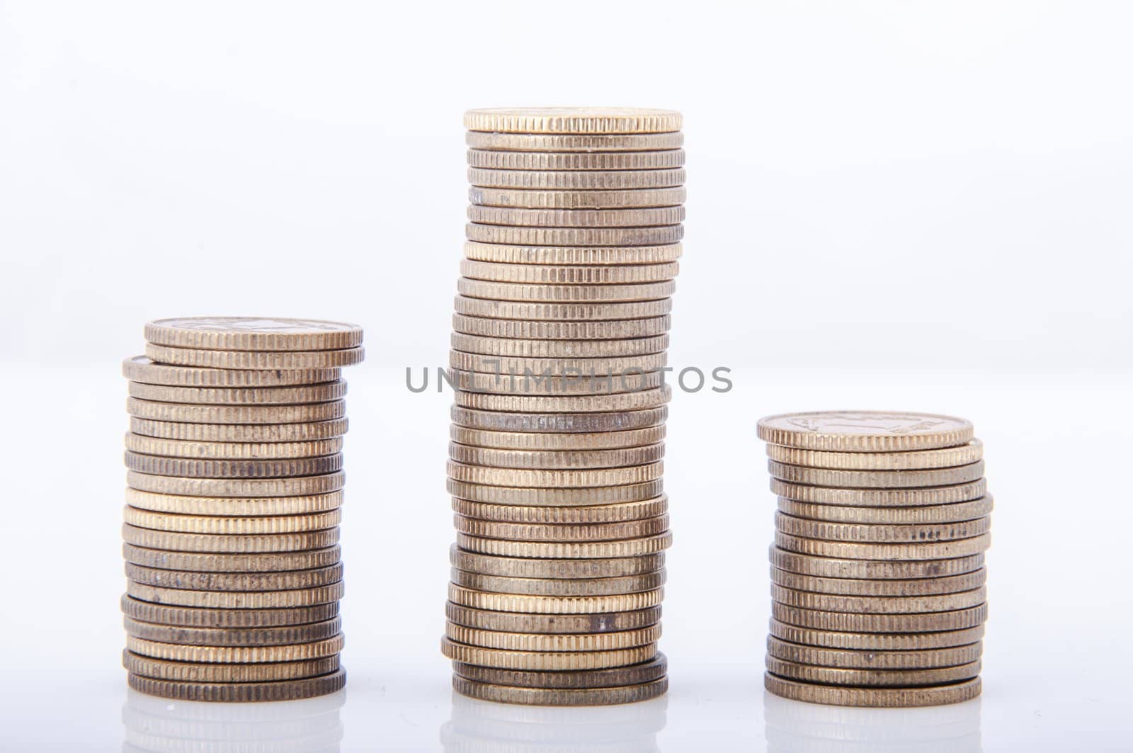 An image of stack of polish money on white