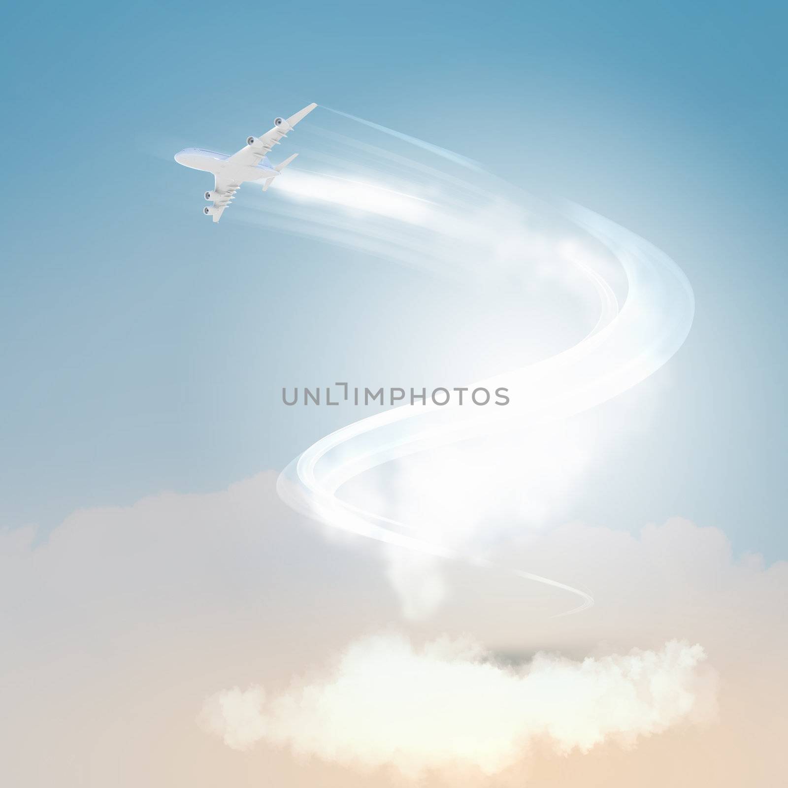 Image of airplane in sky by sergey_nivens