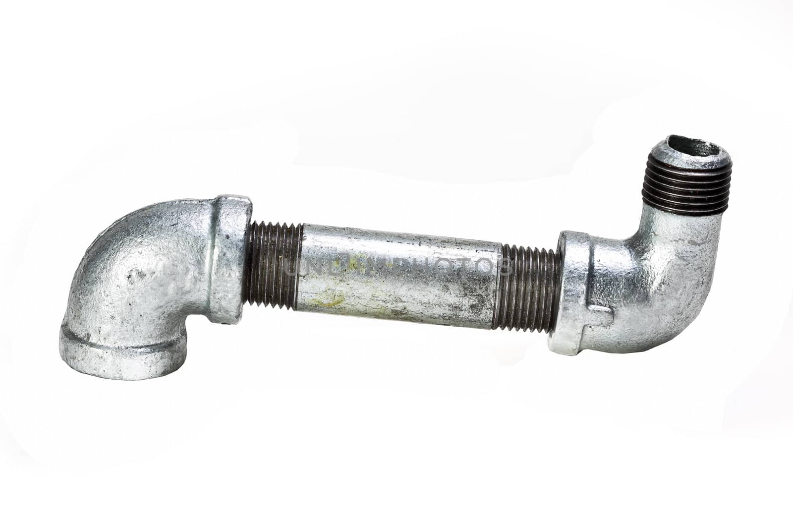 Metal water pipe on white background