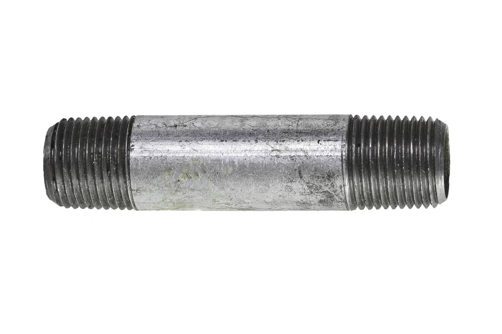 Metal pipe on white background