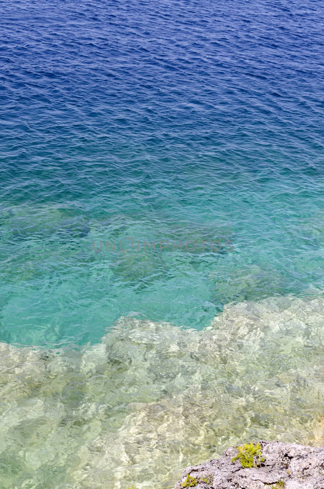 Rock and clear water at shore of Georgian Bay Ontario