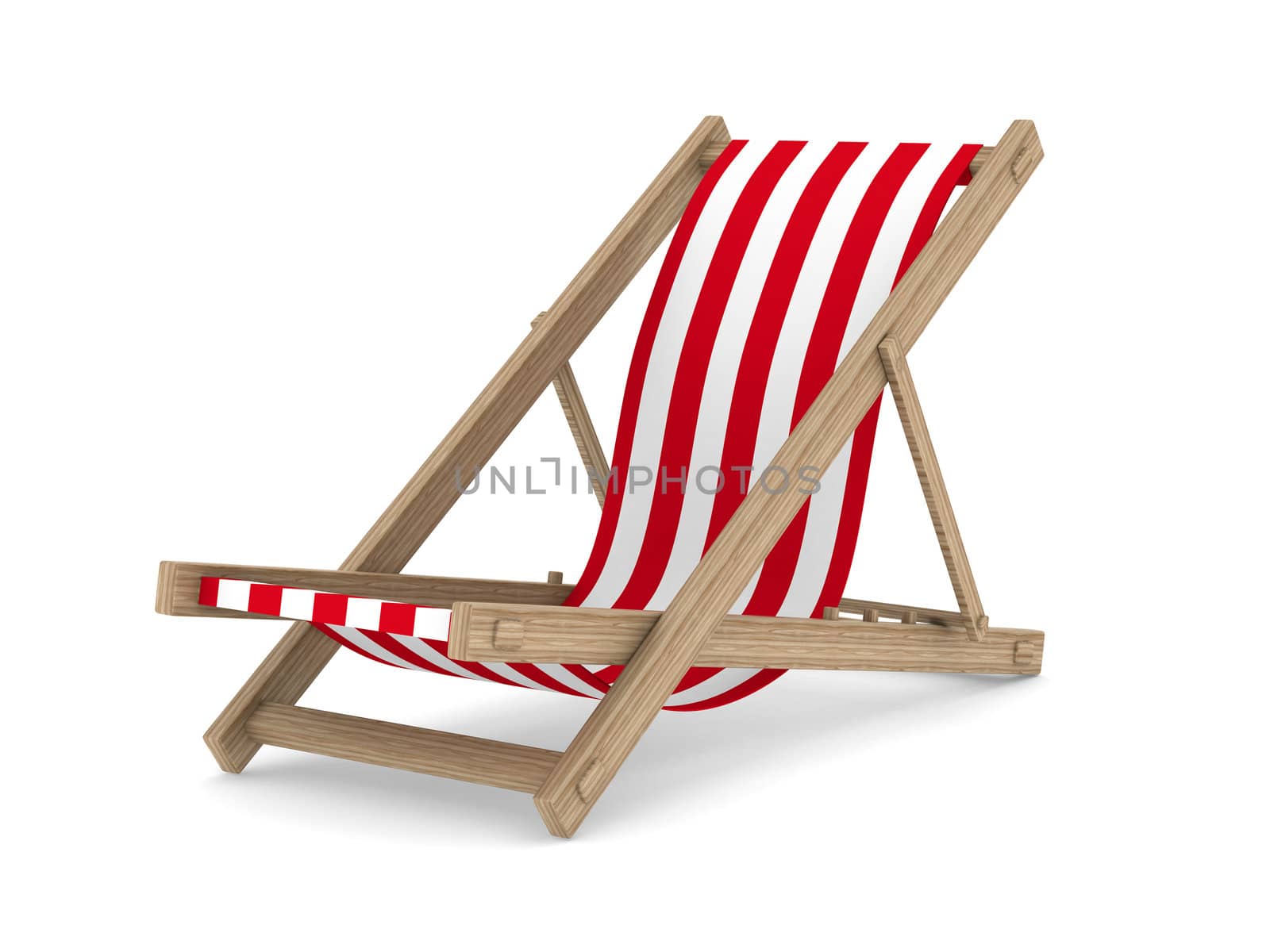 Deckchair on white background. Isolated 3D image