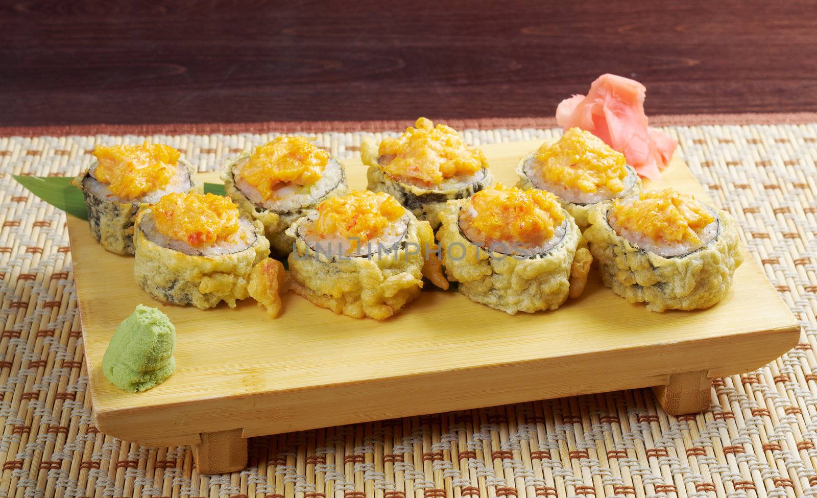 Japanese fried tempura  sushi  .traditional japanese food