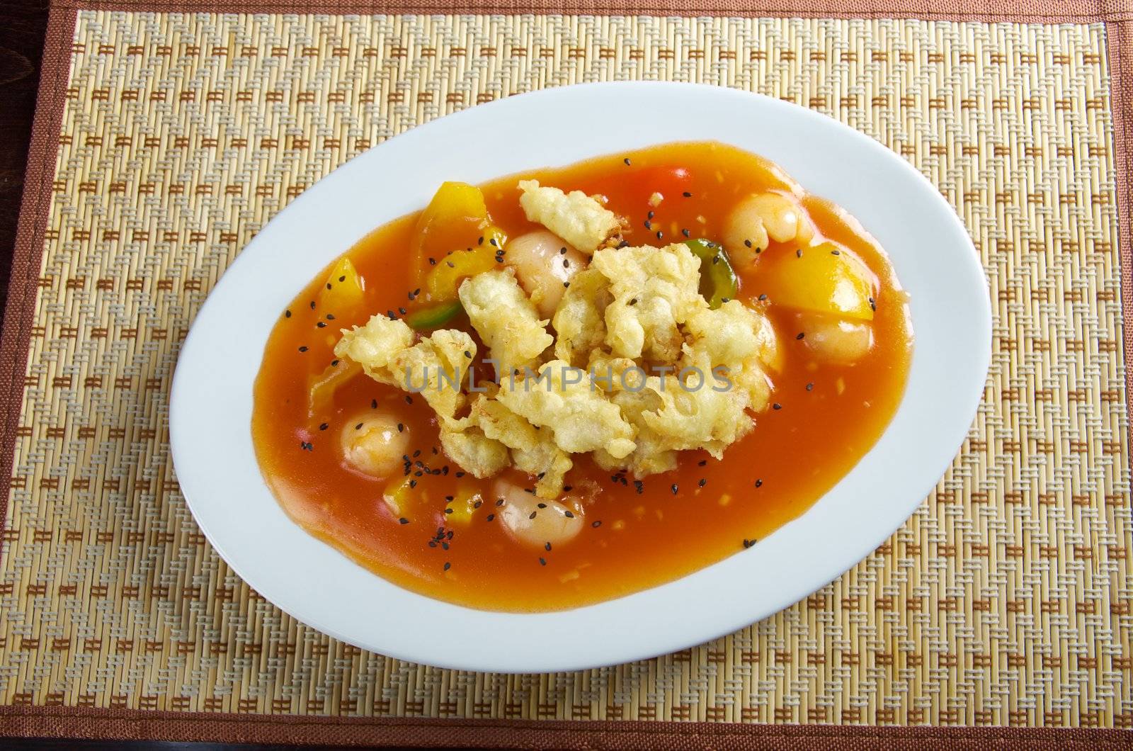 Japanese cuisine .Seafood tempura vegetable
