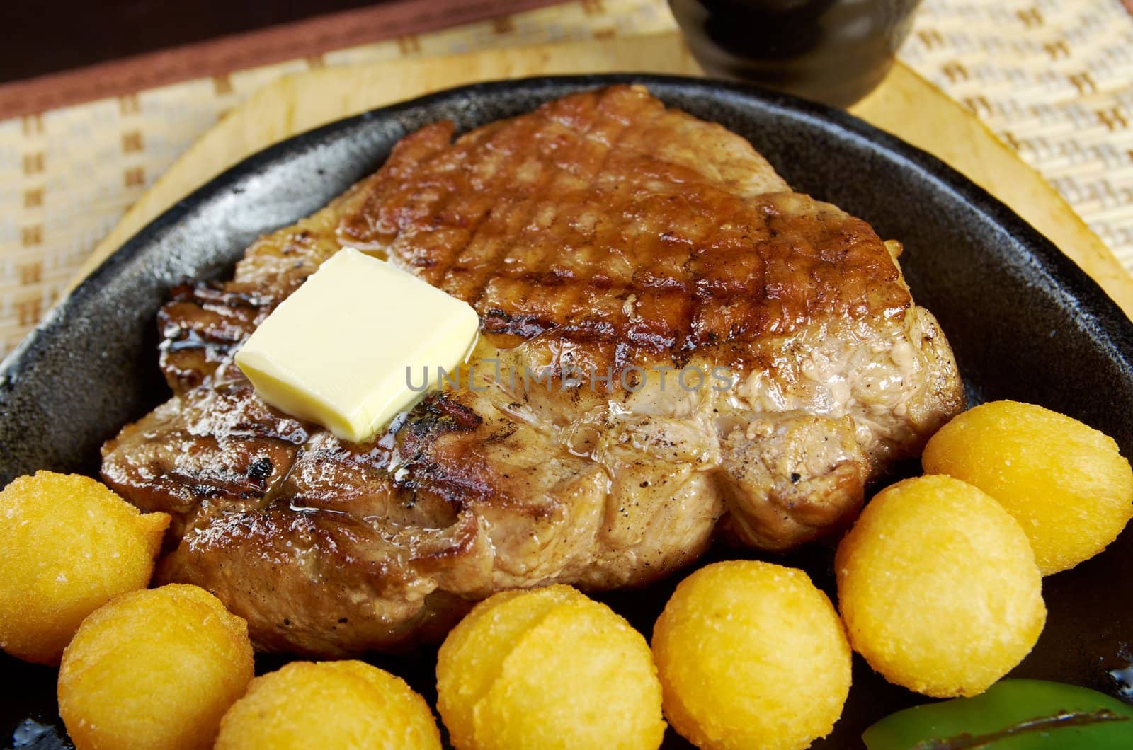 Japanese cuisine .Japanese pork Steak