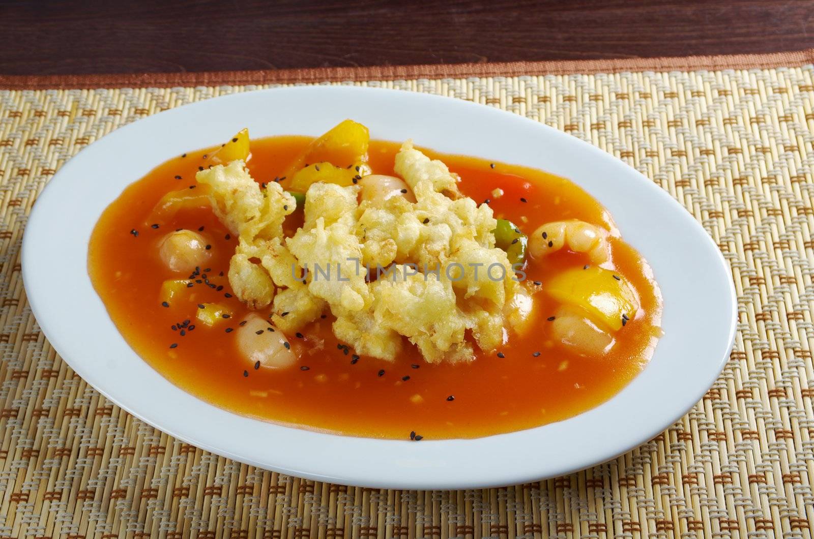 Japanese cuisine .Seafood tempura vegetable