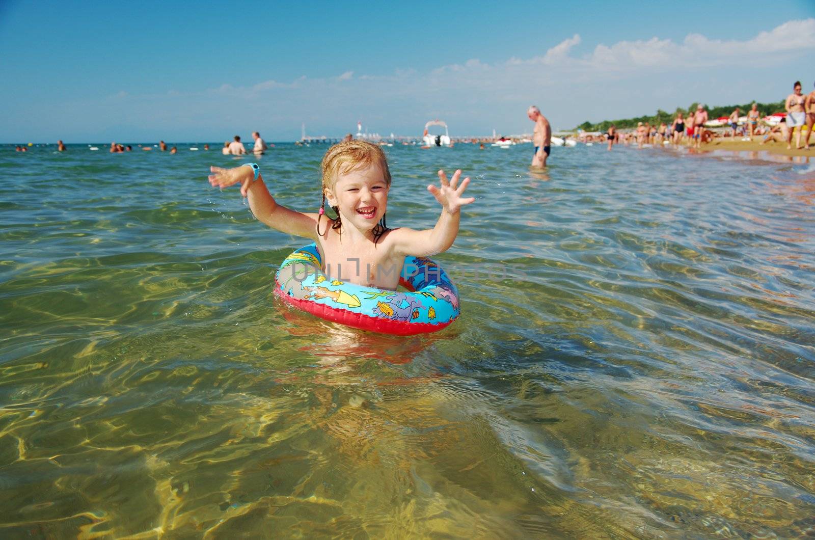 ittle girl on the beach.Mediterranean Resort Antalya Turkey