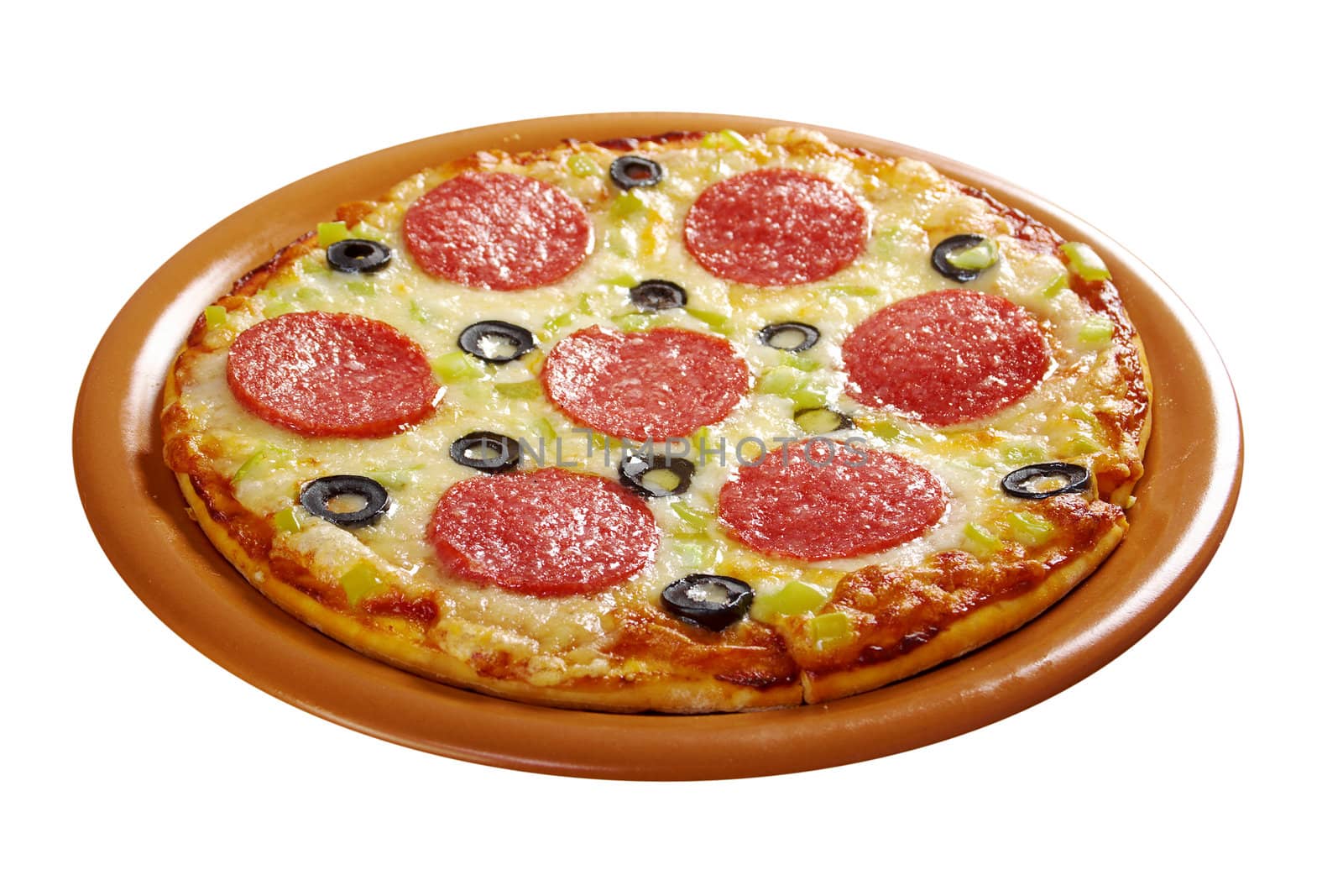 home pizza  Pepperoni.Closeup .isolated on white background. 