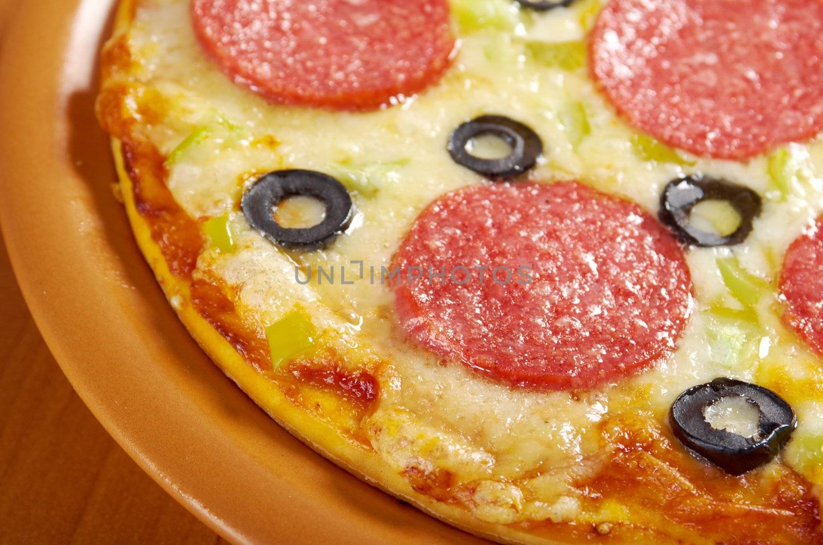 home pizza  Pepperoni.Closeup 