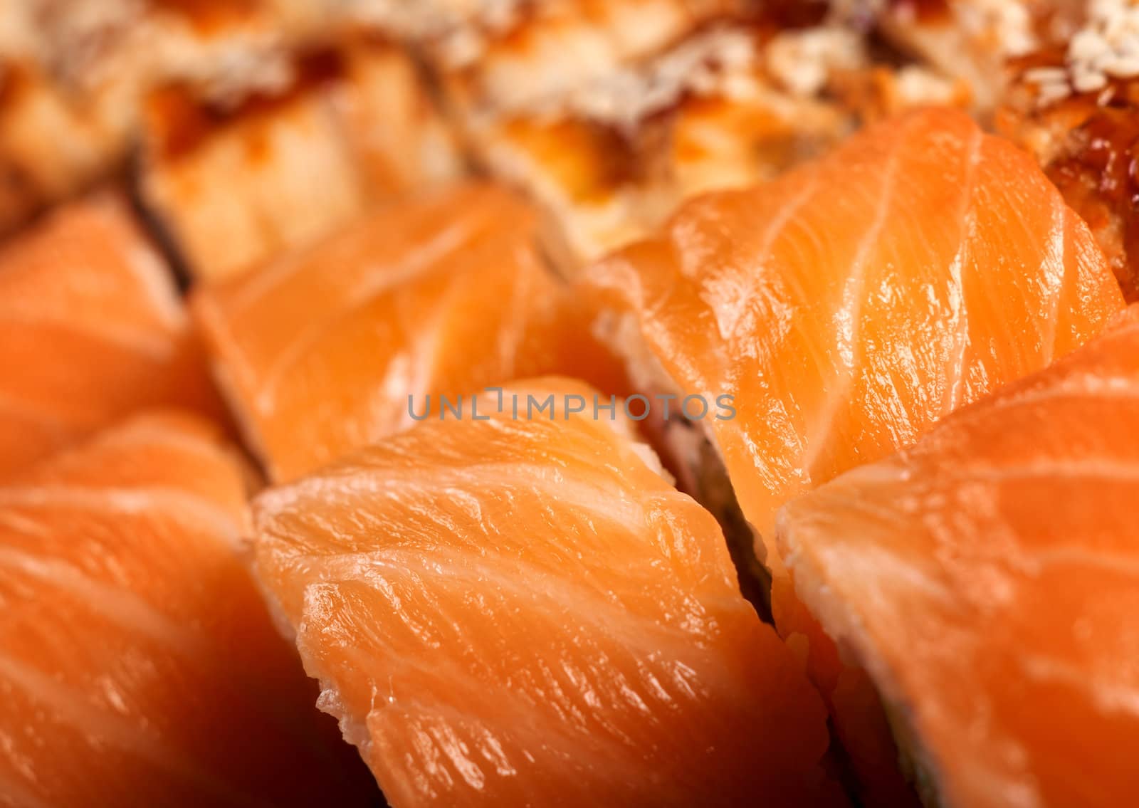 Japanese sushi  traditional japanese food.Roll made of salmon
