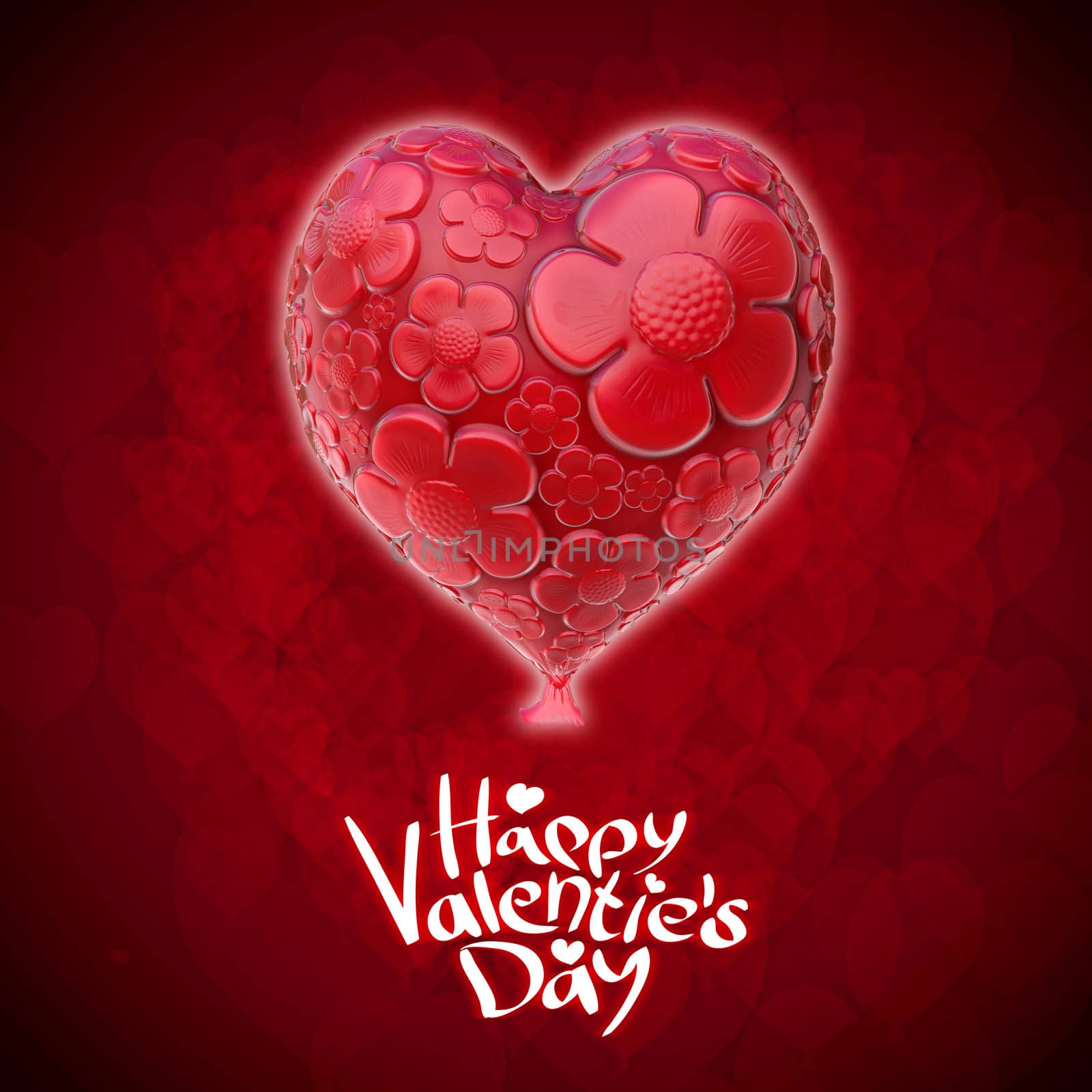 Pair of bright red hearts on red background