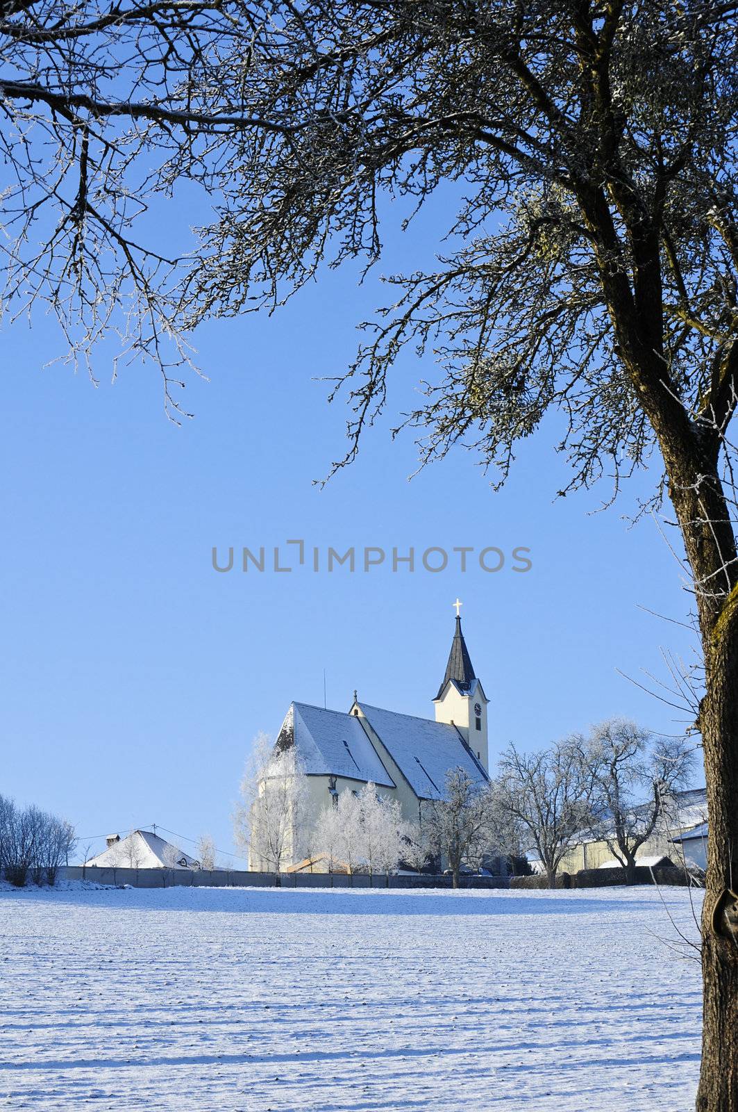 Church in Winter Landscape taken in Upper Austria