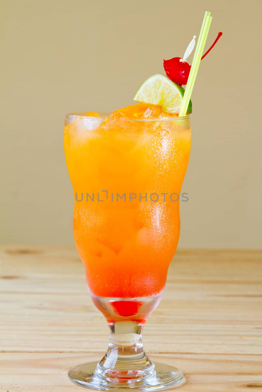 Mixed tropical drinks at a Mexican restaurant.