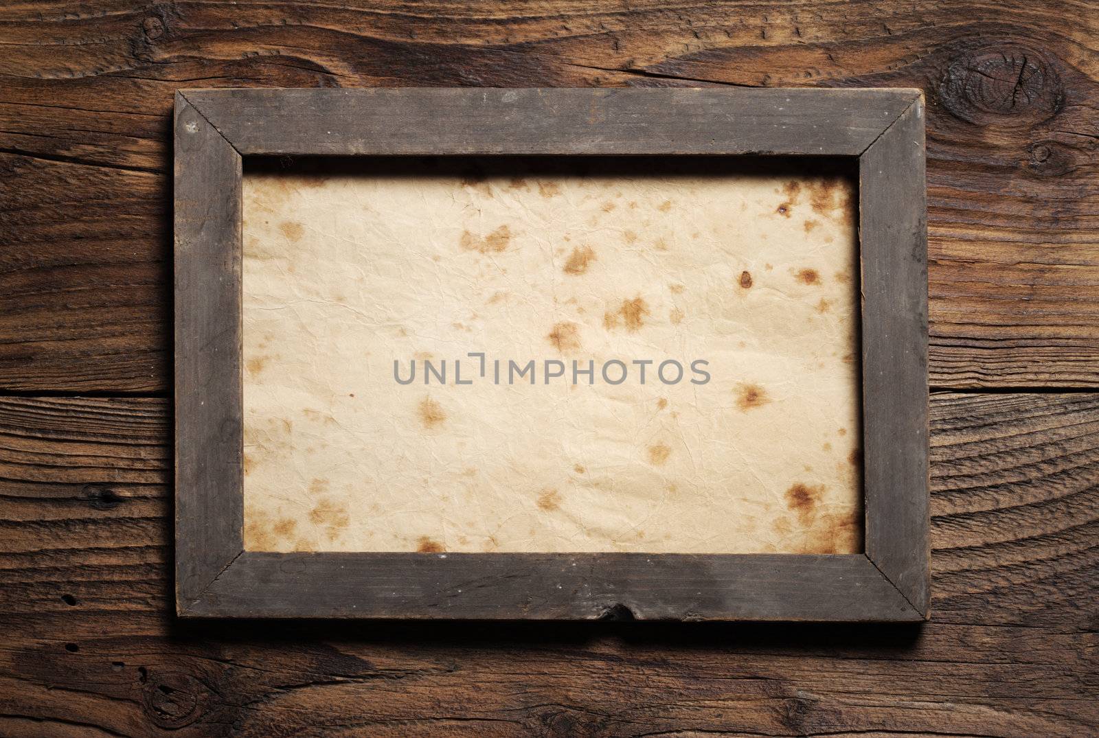 old wooden frame, antique paper is a space for your text