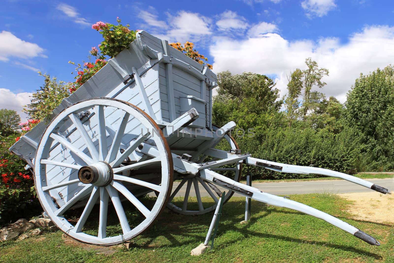 A cart for agriculture with flowers