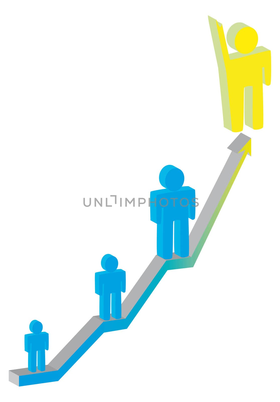 drawing of a leader on a social ladder for a successful career in business