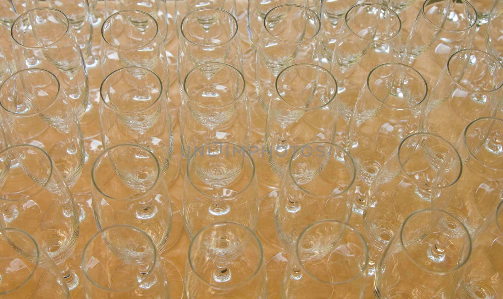 A glass background on yellow tablecloth