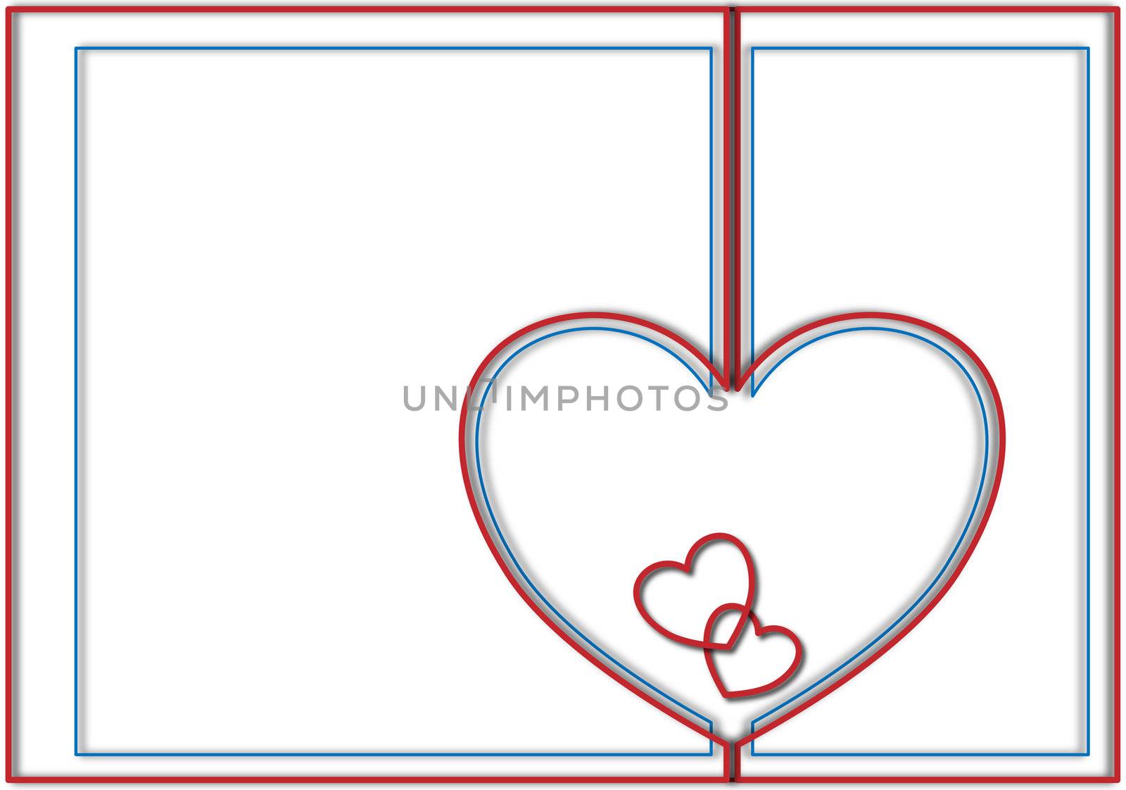 Valentine background with red hearts contours