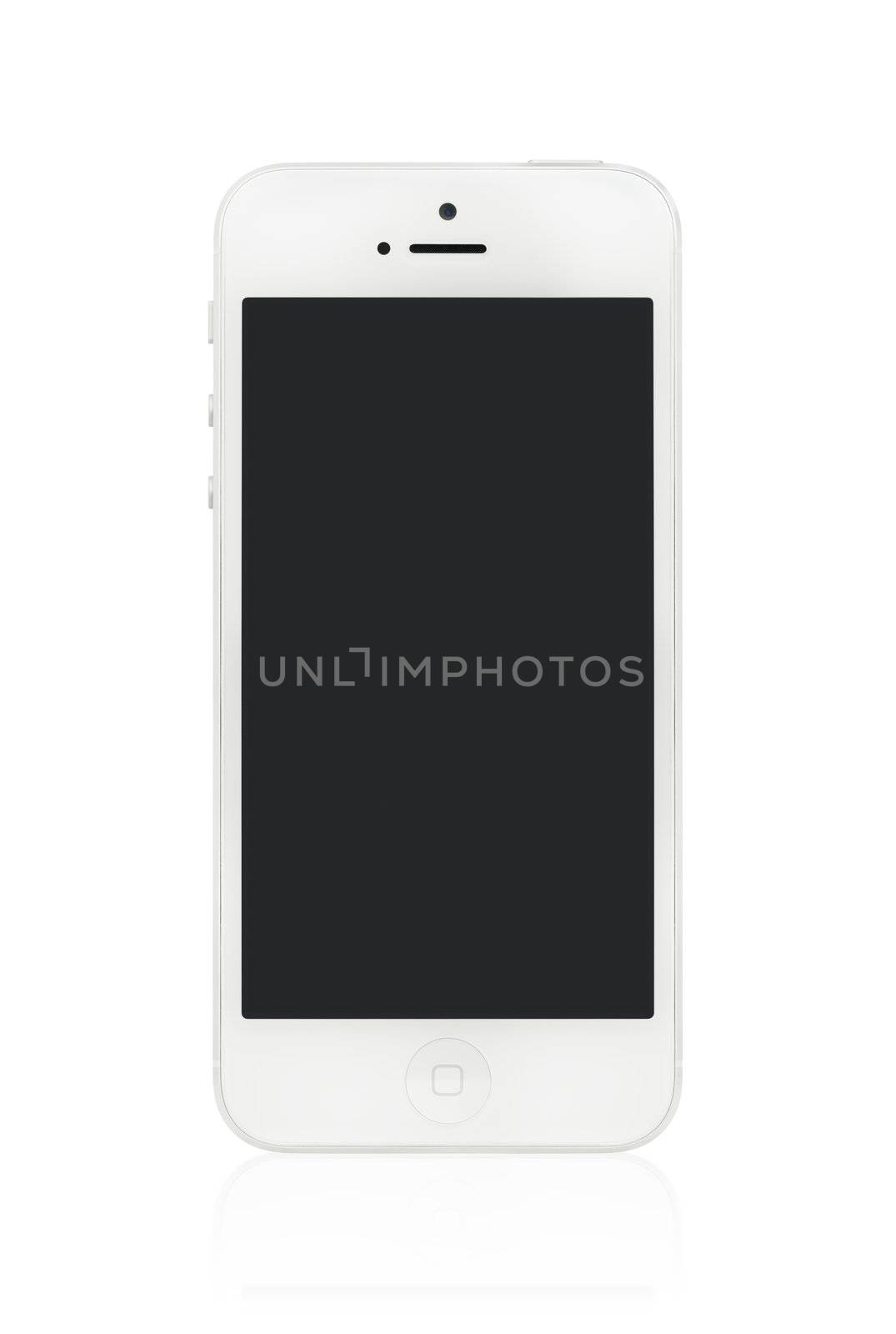 White Apple iPhone 5 with blank screen by bloomua