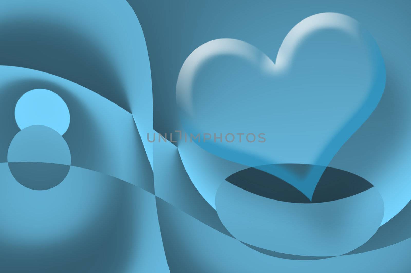 heart background in blue techno style
