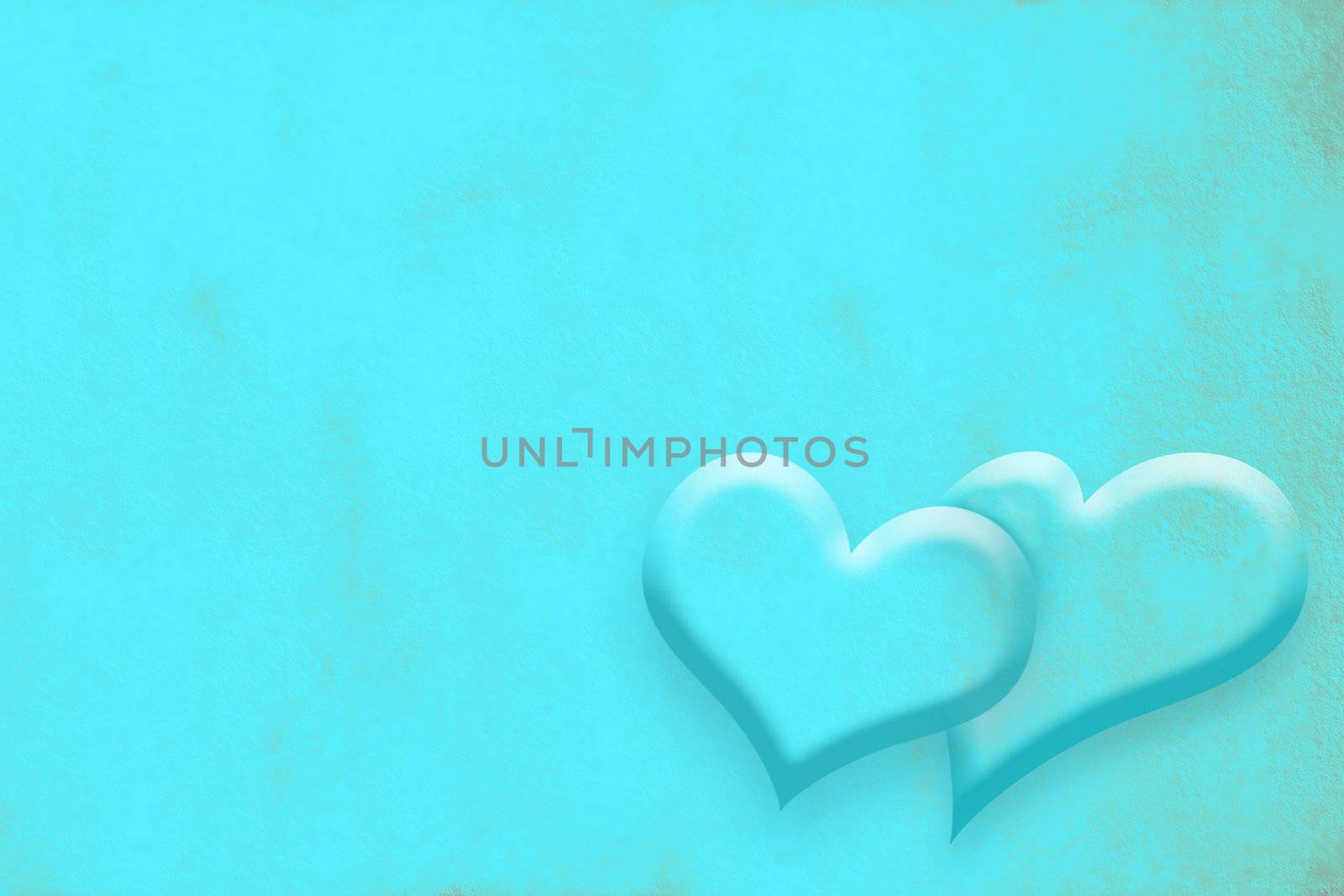 wedding invitation card, hearts on turquoise background