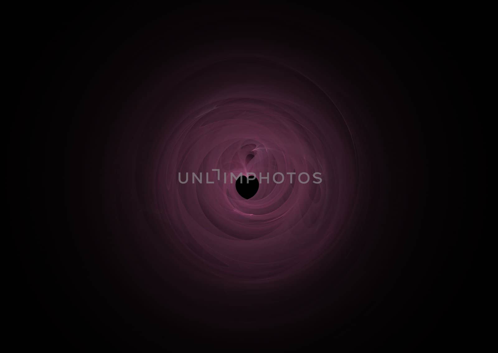 Pink heart shape fractal picture on the dark background