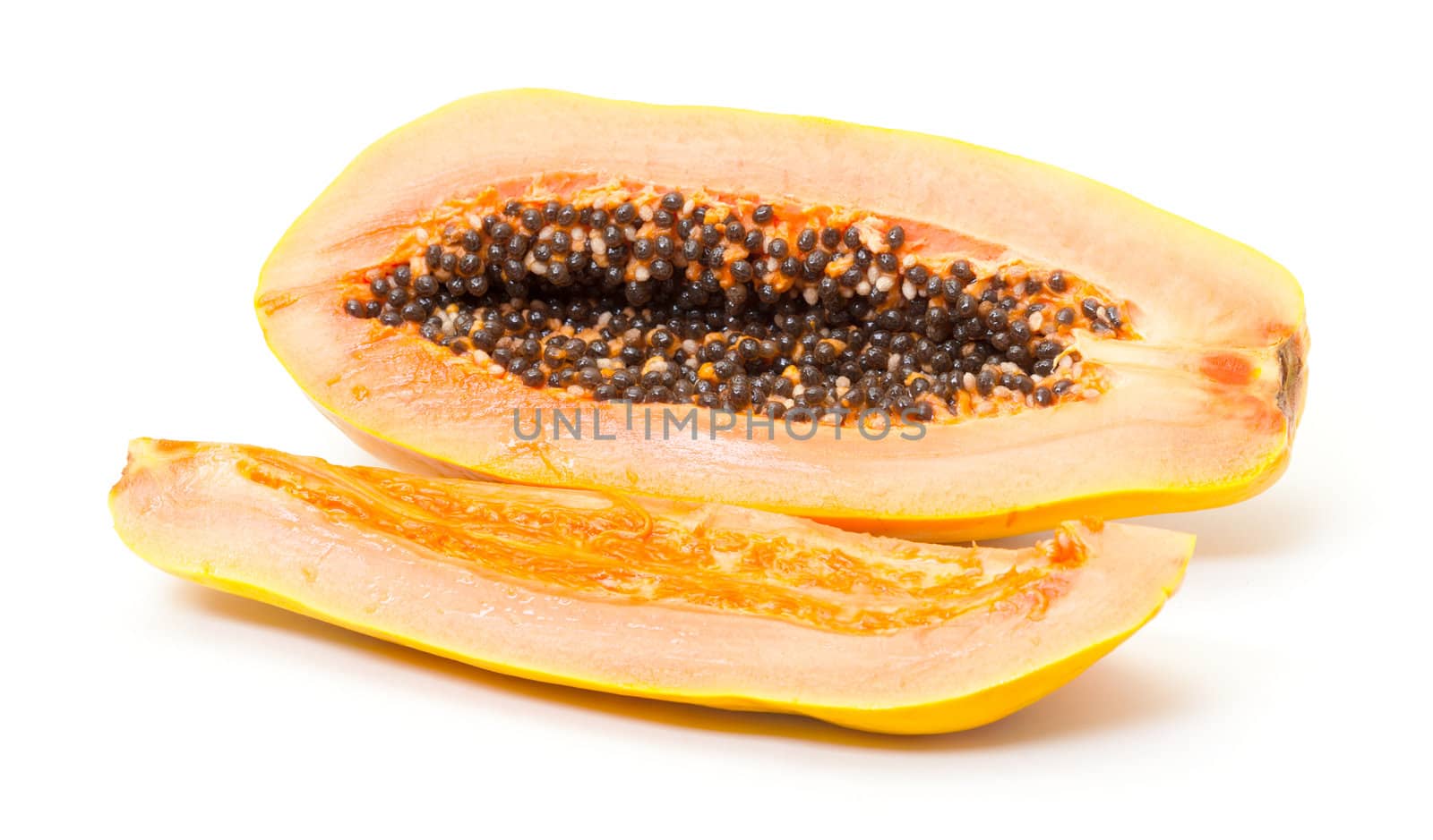 Fresh Yellow Papaya on a white background