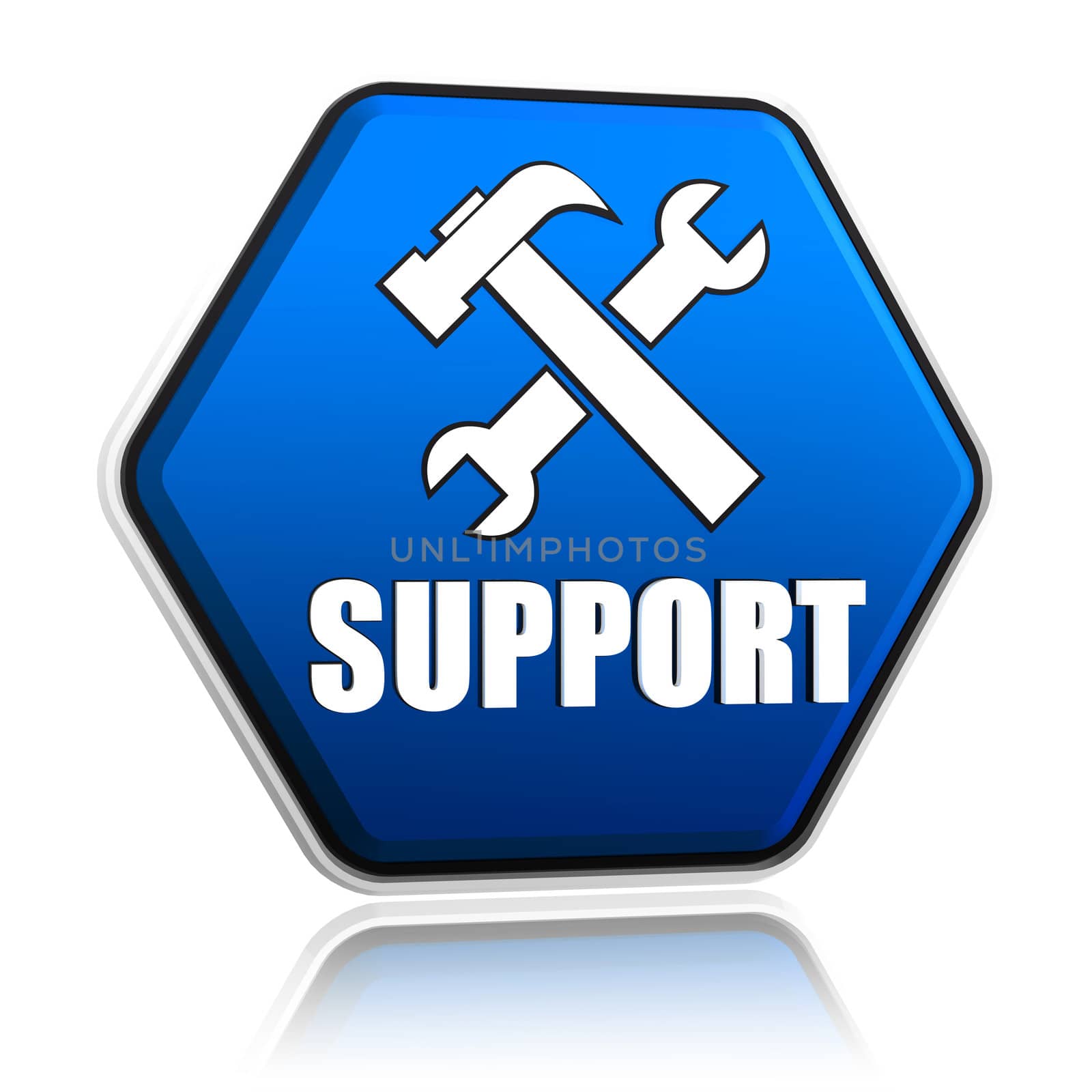 support and tools sign in hexagon button by marinini