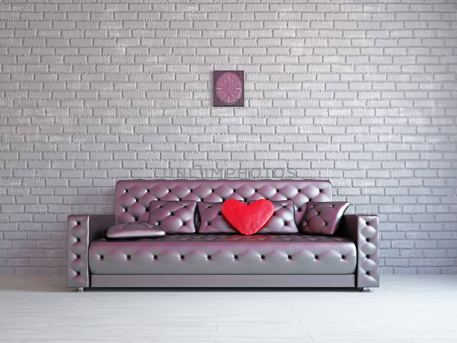 A romantic room with a sofa near the wall