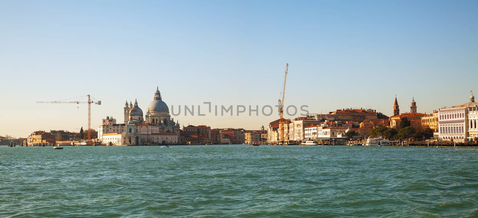 Panoramic overview of Venice as seen from the lagoon